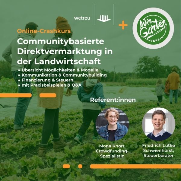 Grafik für Online-Kurs Communitybasierte Direktvermarktung WirGarten